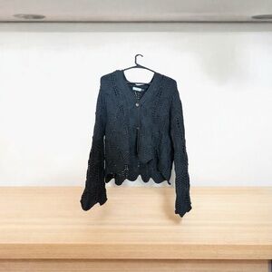 Black Crochet Cardigan